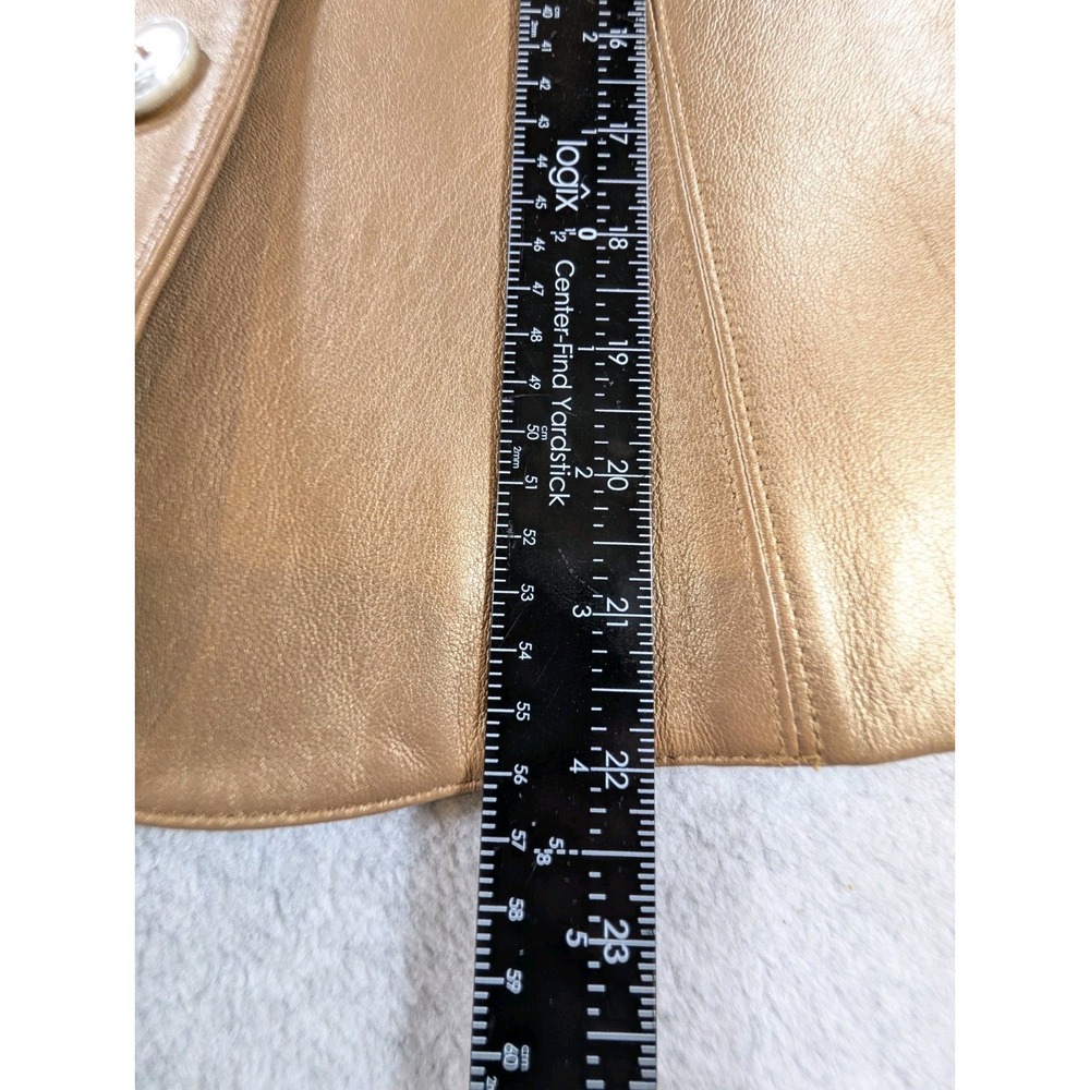 Vintage Jones New York Metallic Gold 100% Leather Jacket Women's Medium 90s Y2K - Picture 10 of 10